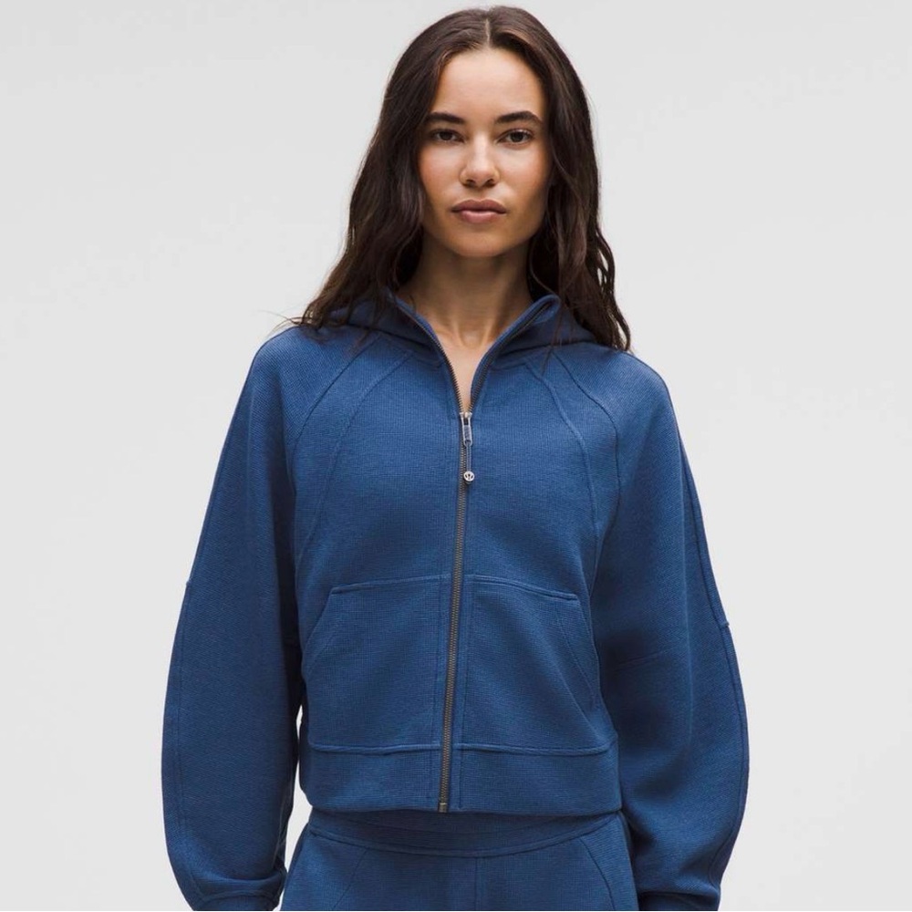 Lululemon Waffle Knit Scuba Full Zip Hoodie - Blue Twill